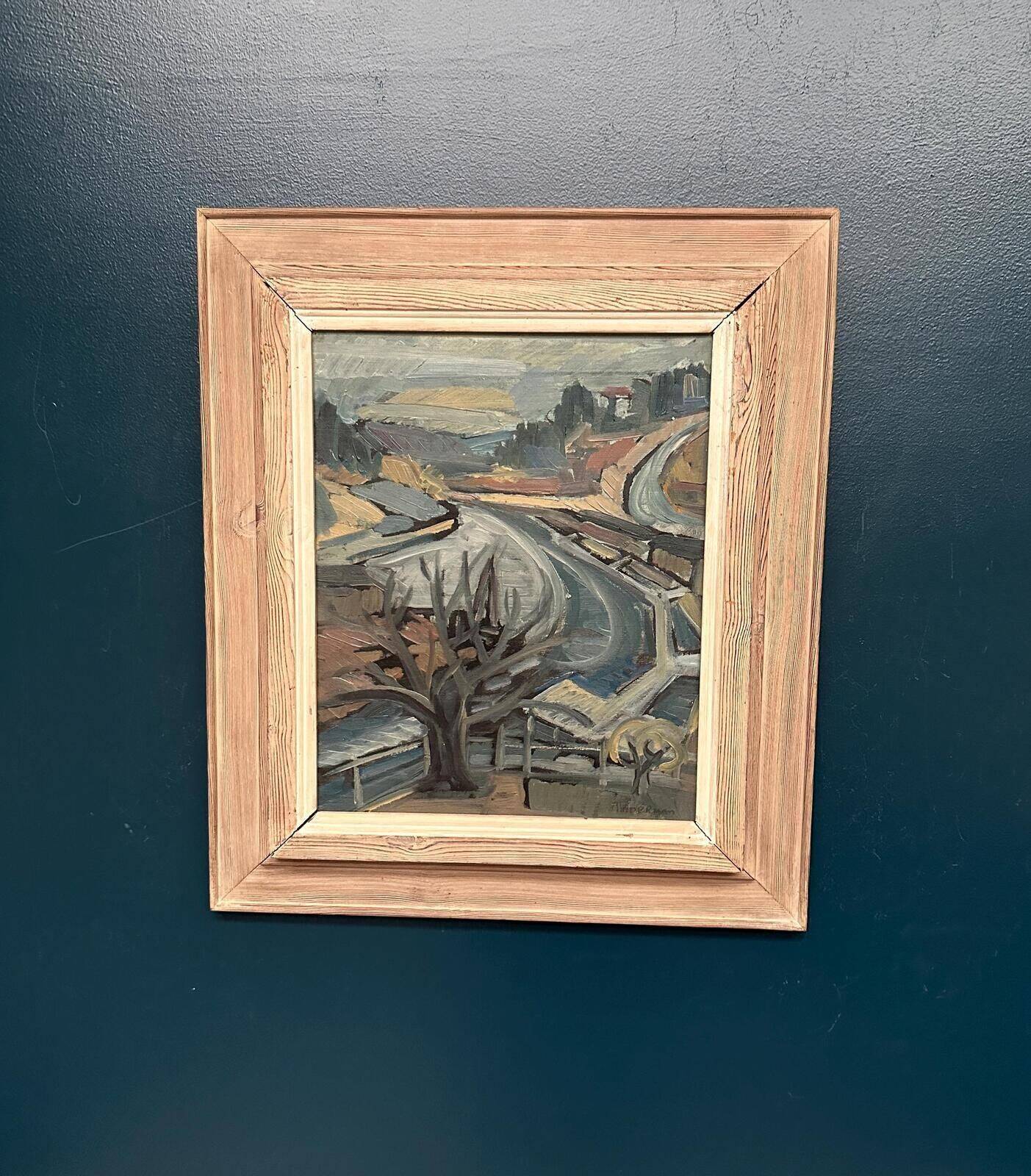 Swedish Oil on Canvas – “Landscape” by Stig Thiderman – Vintage