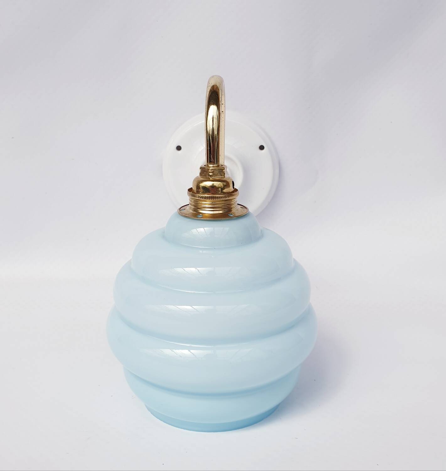Swan neck and blown glass wall lamp