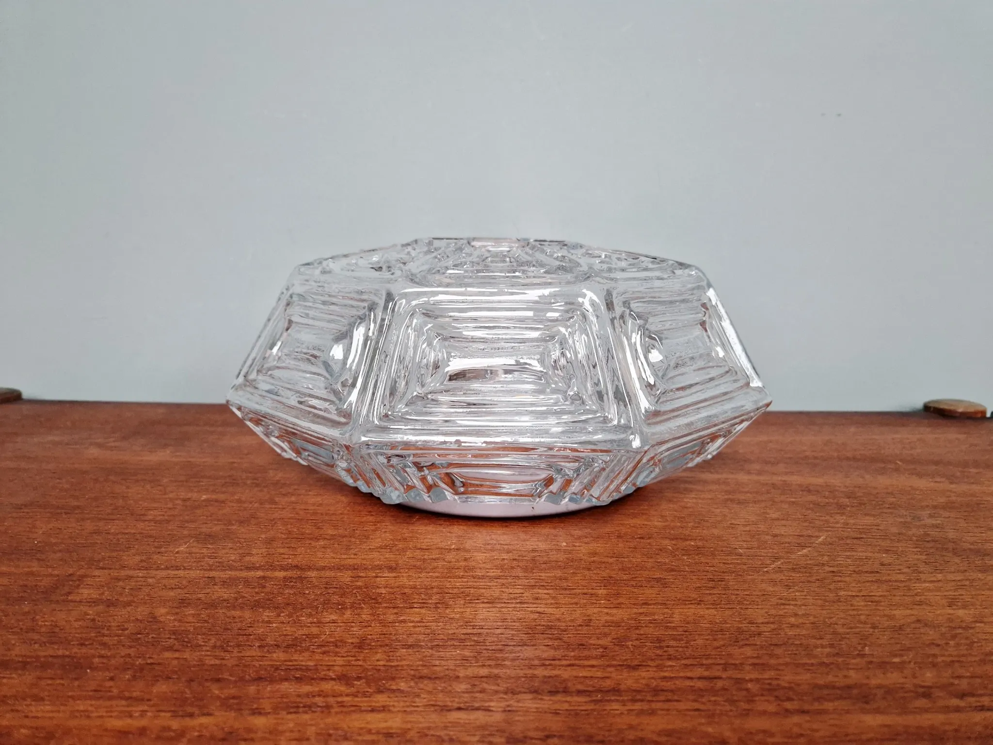 Vintage textured glass ceiling light, geometric patterns, Wila, 1970.