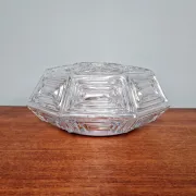 Vintage textured glass ceiling light, geometric patterns, Wila, 1970.