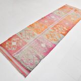3x10 Turkish Pink & Orange Vintage Runner Rug, 91x316Cm