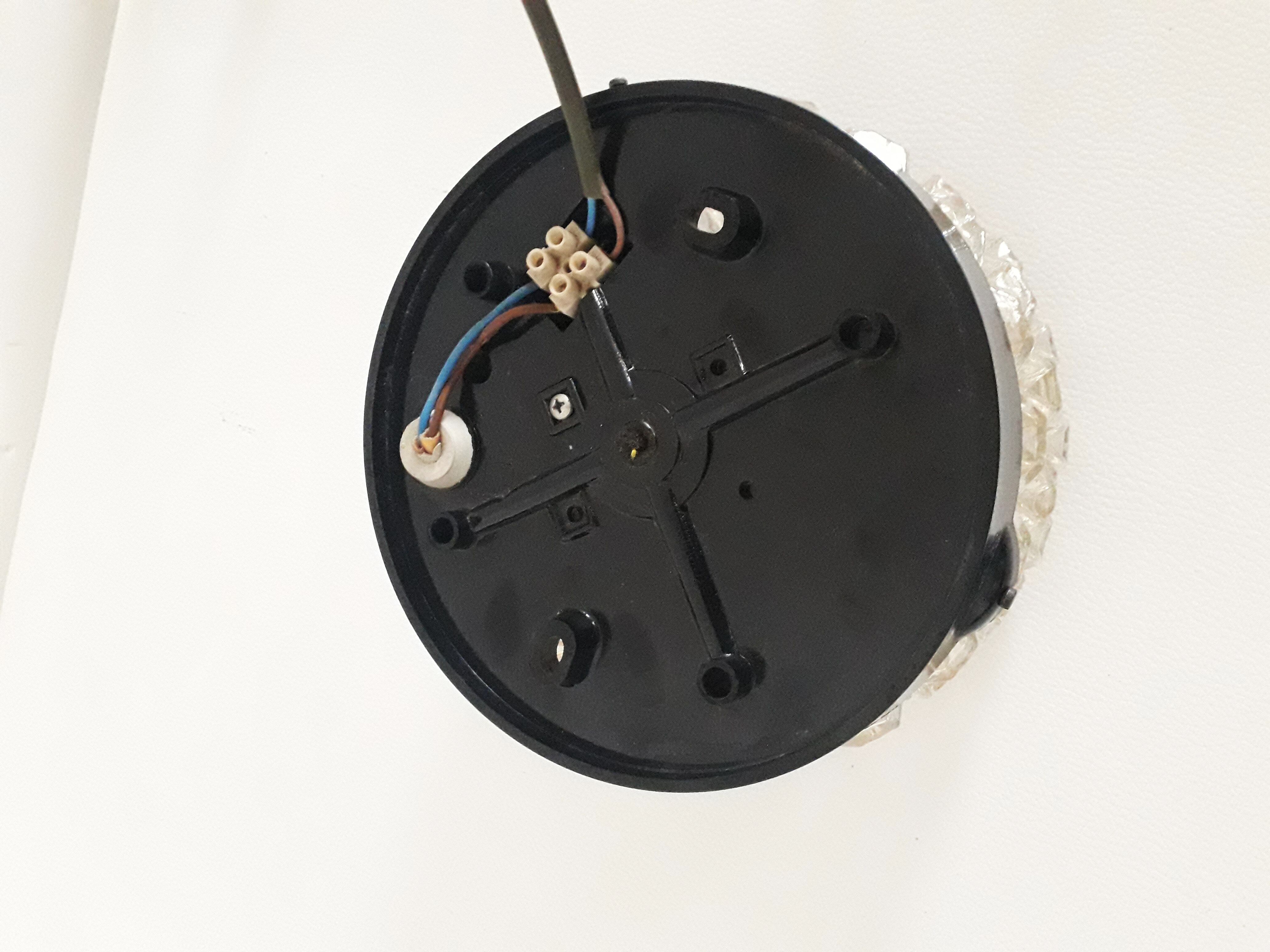 Plafonnier vintage verre moulé rond-1970