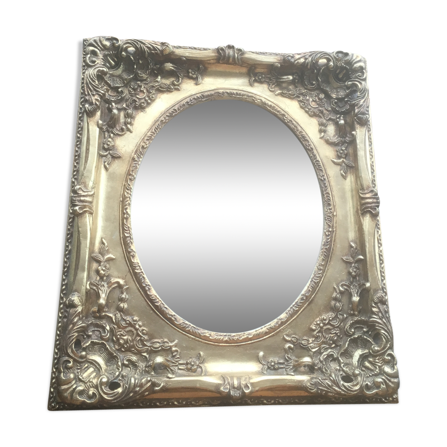 Miroir sculpté bois doré 73x63 cm