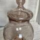 Lilac bubble glass jar with lid, signed Biot, vintage 1960-70