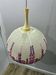 Suspension danoise Høyrup Plast, abat-jour floral brodé, années 1960