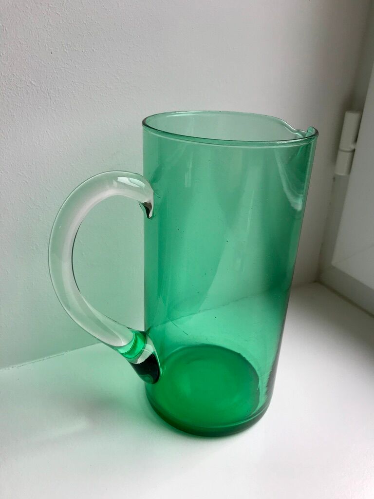 Green glass pitcher 70s