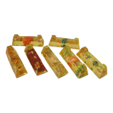 Set of 7 old knife rests 1970s resin inlays