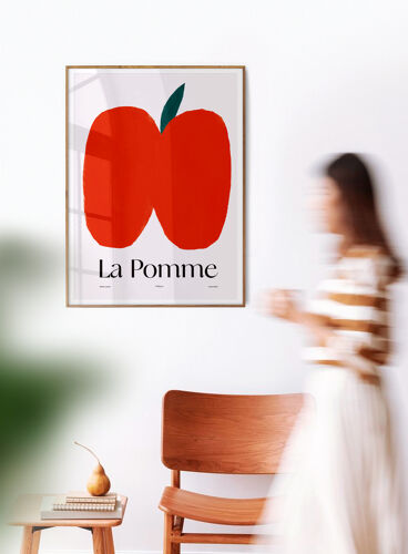Affiche murale pomme rouge minimaliste 30cmX40cm