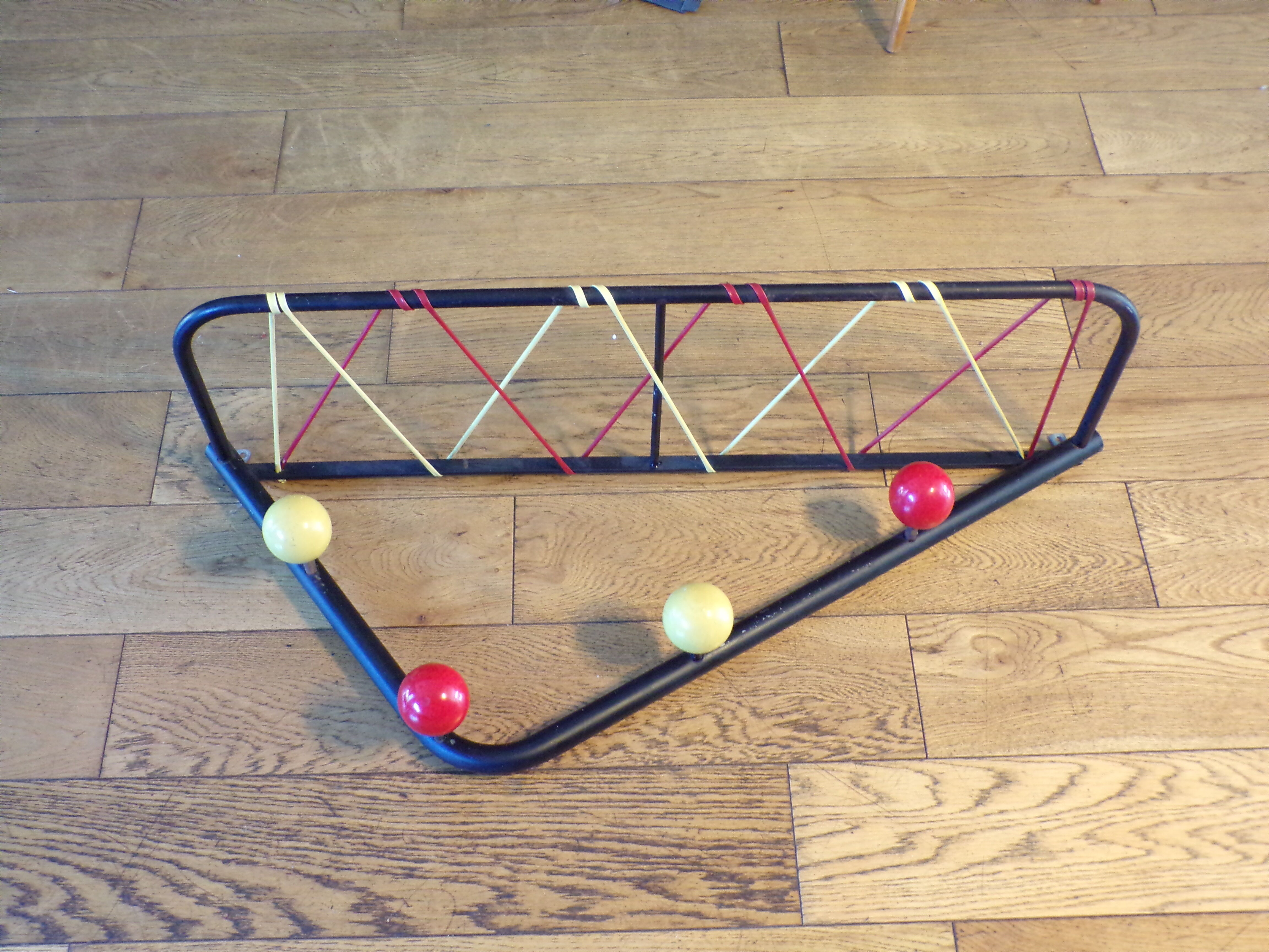 Vintage coat racks wooden balls with scoubidou shelf