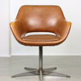 Mid-century brown leatherette swivel chair from Stol