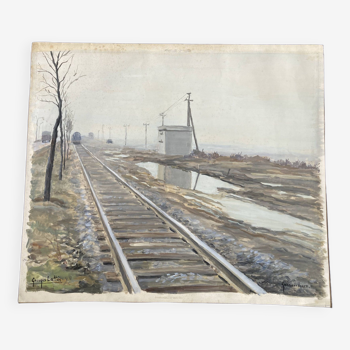 Georges lattès (1907-1989), gennevilliers station, watercolor and gouache