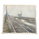 Georges lattès (1907-1989), gennevilliers station, watercolor and gouache