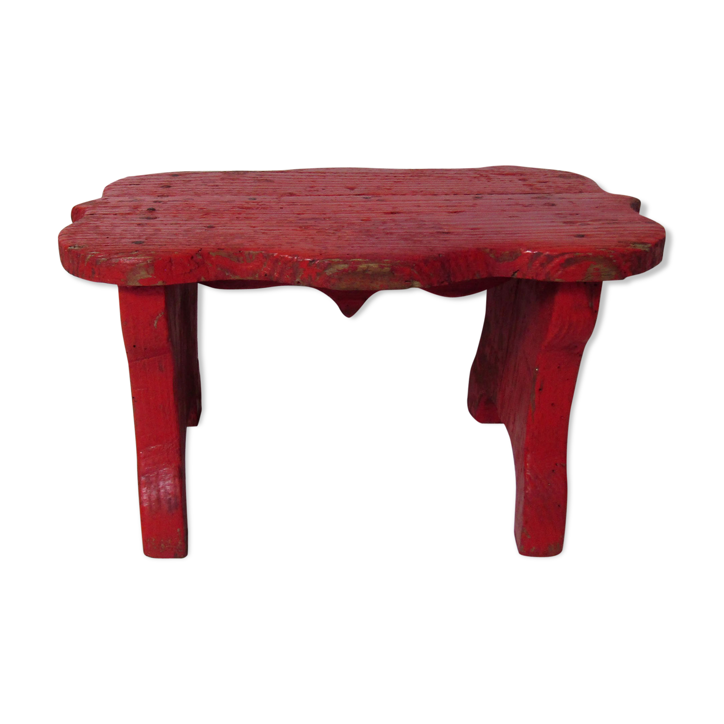 Old wooden bench red vintage vermilion