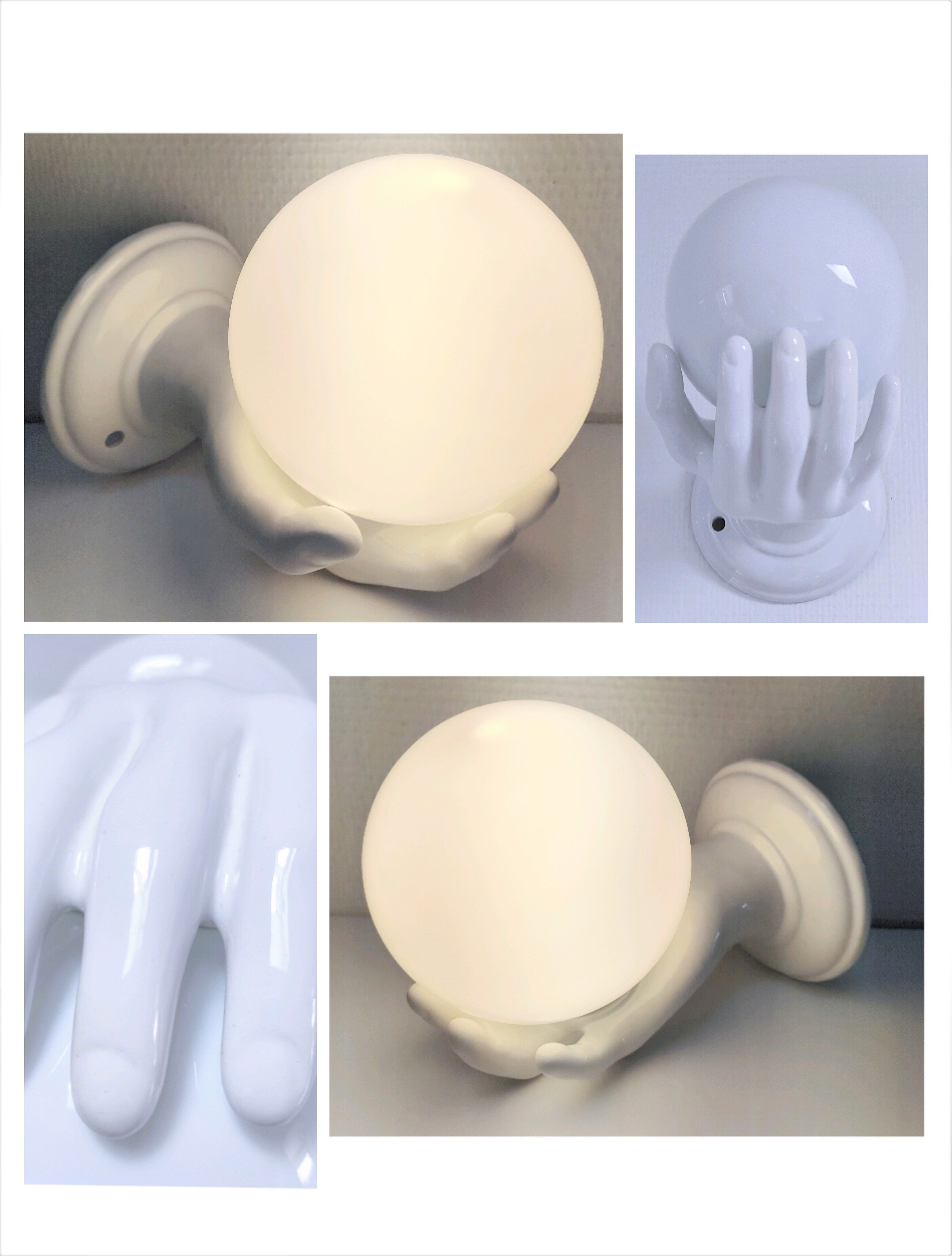 Applique main céramique et opaline blanche années 80 estampillée