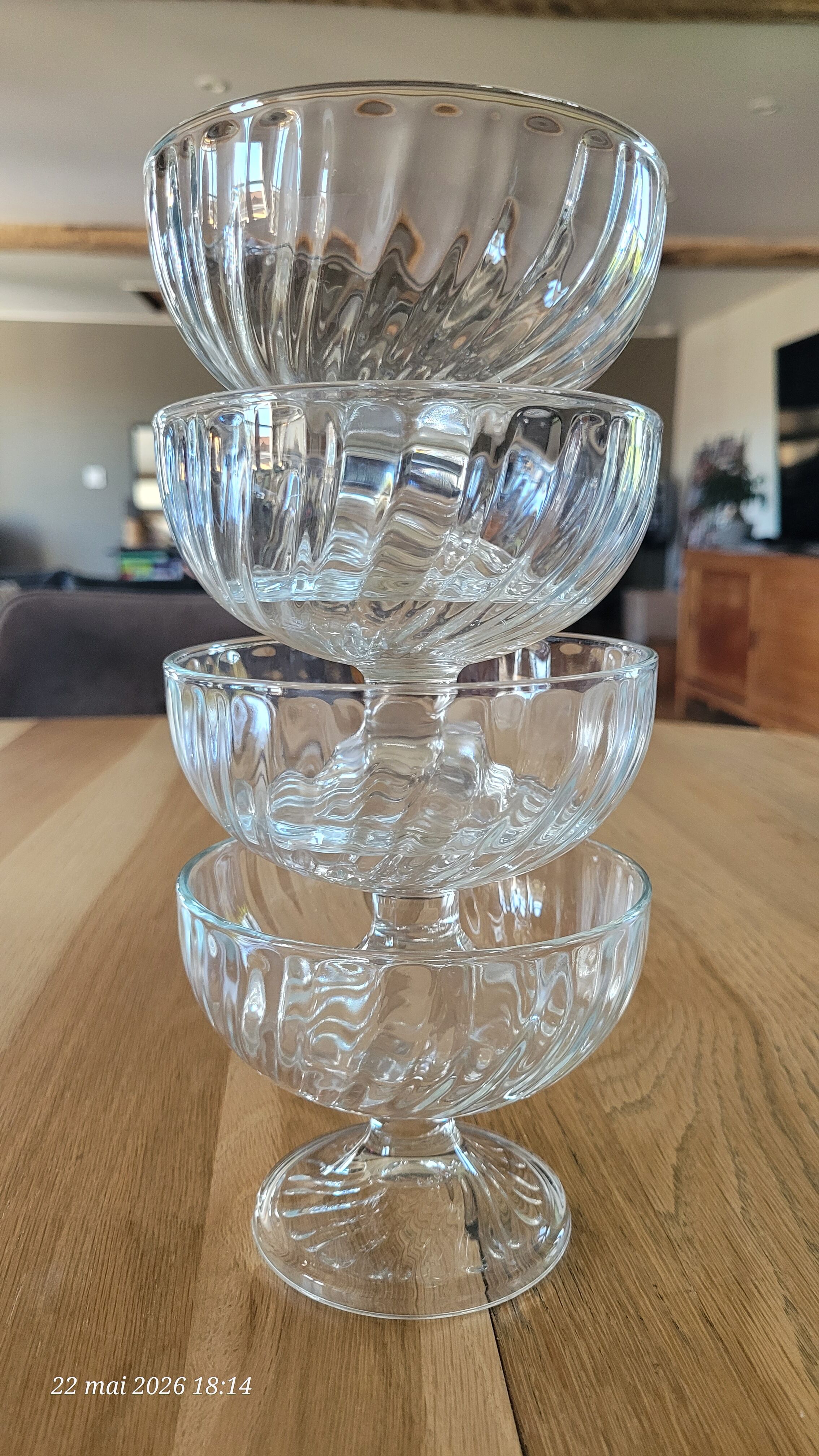 4 coupes à glace en verre transparent  - Luminarc