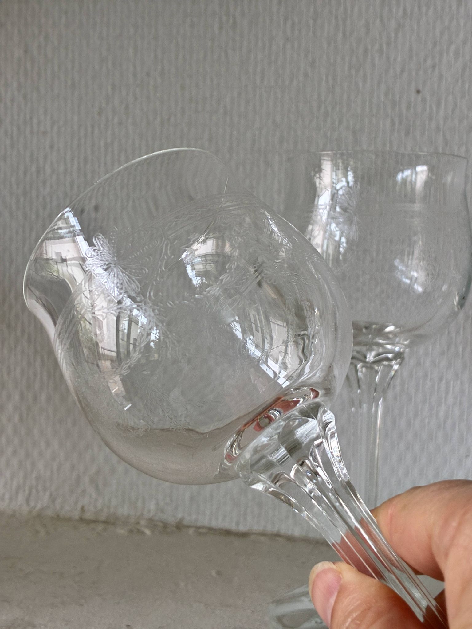 Lot 5 Verres à pied en cristallin sérigraphie transparent