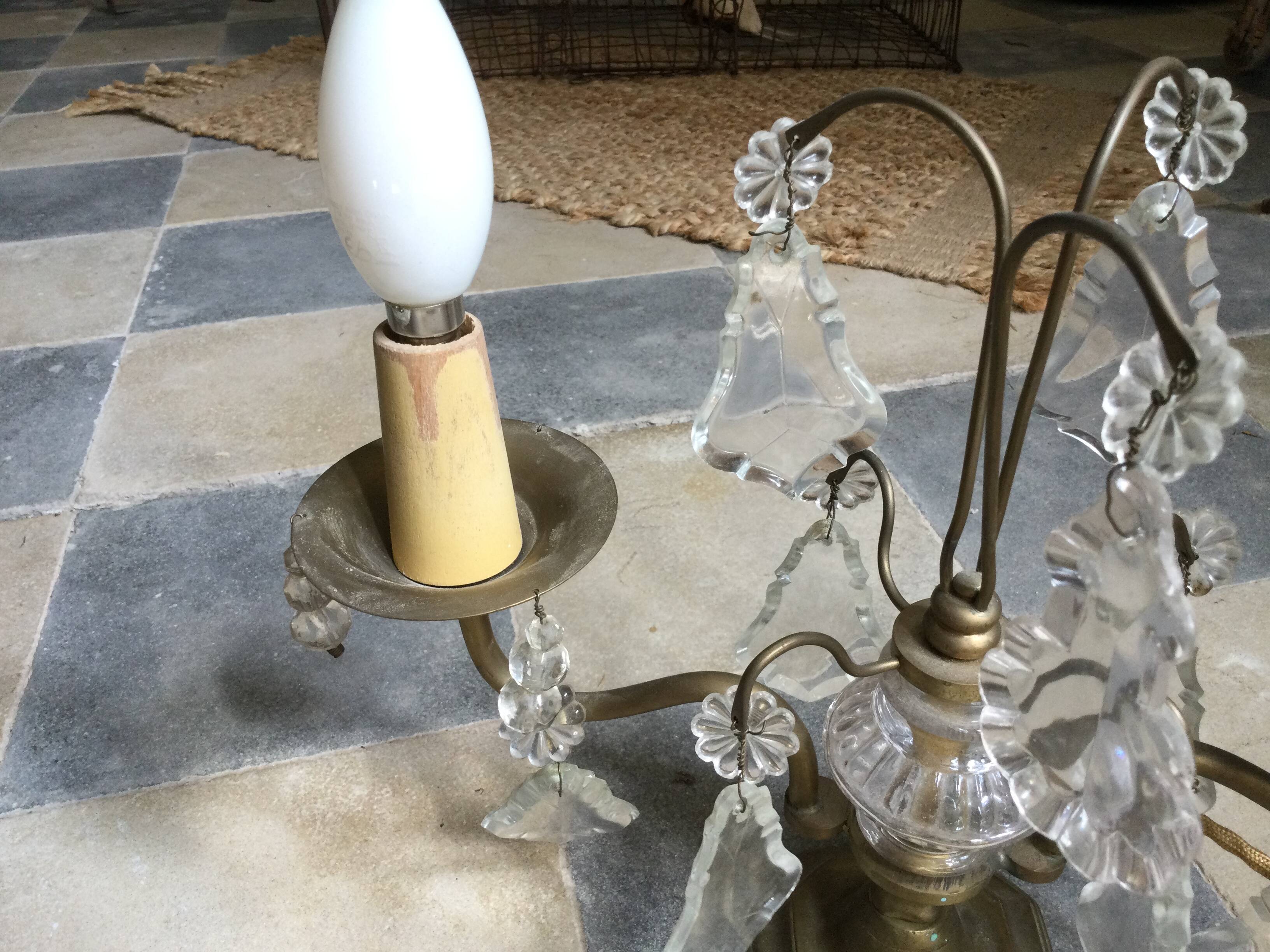 Antique brass lamp with 2 branches