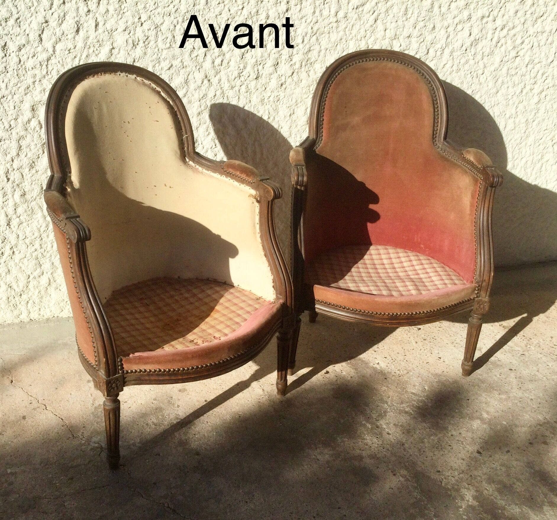 2 fully restored antique bergère armchairs