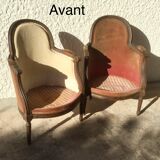 2 fully restored antique bergère armchairs