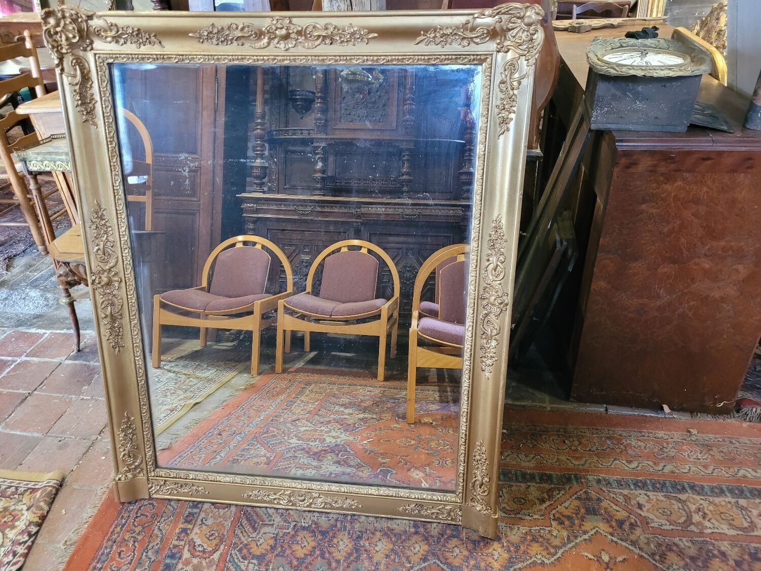 Golden mirror xixth period restoration 132×110cms