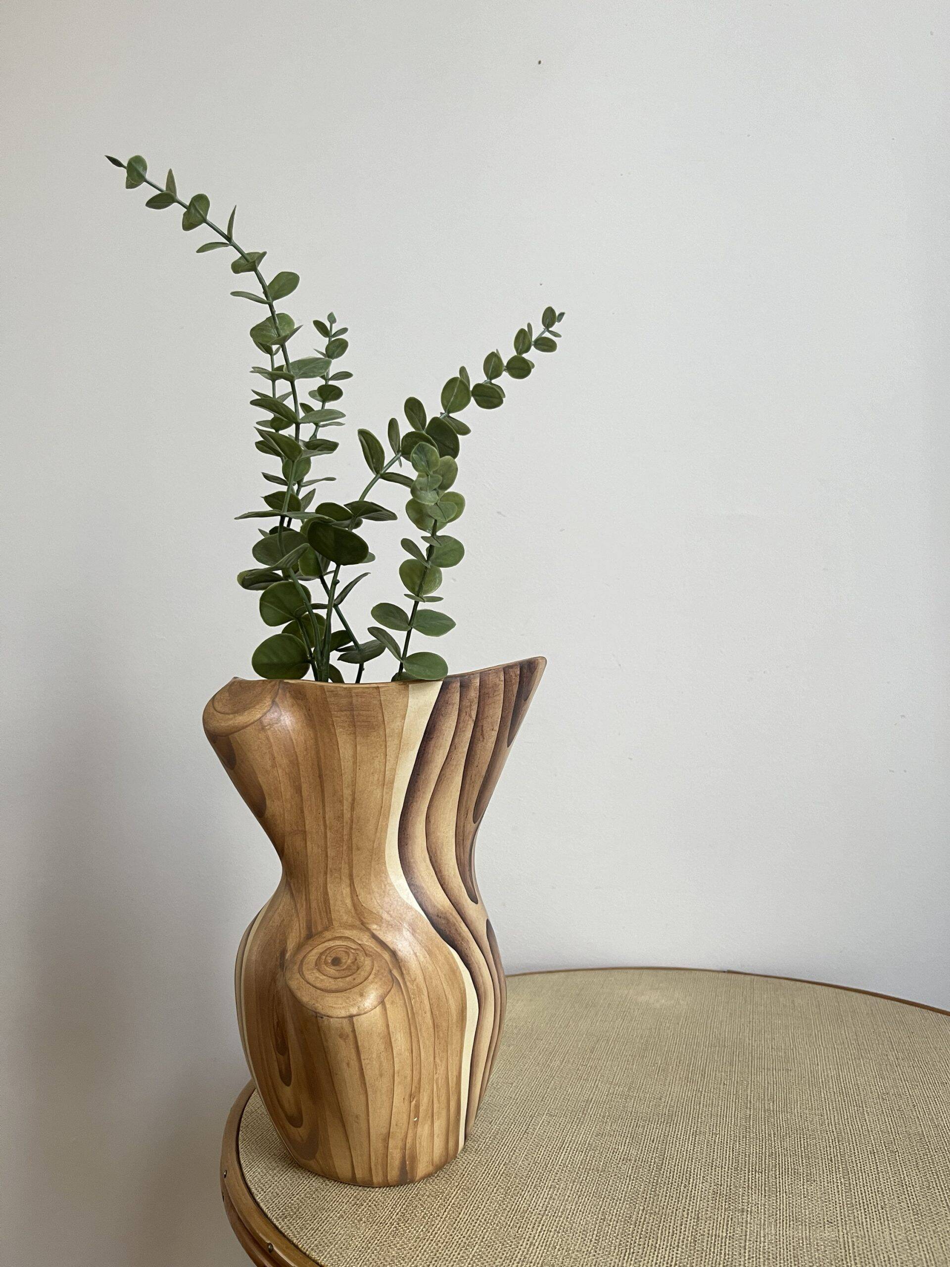 Ceramic vase in wood style by Grandjean Jourdan in Vallauris