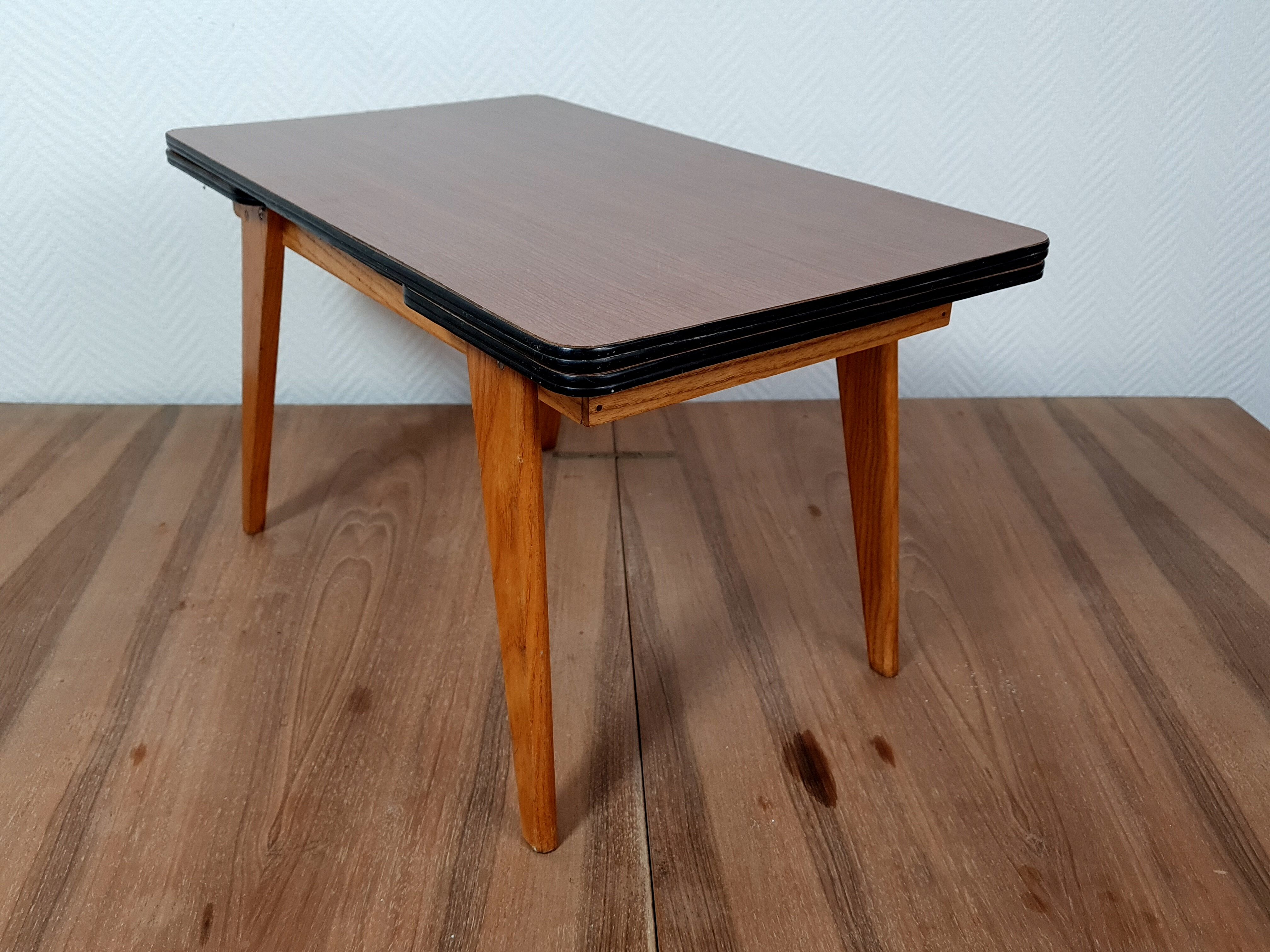 Mini table formica à rallonges vintage 60/70s Création Joulux 47x28x27 cm