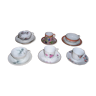 Set of 6 cups and under different porcelain coffee and tea cups