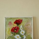 Still life from the mid-20th century, oil on canvas – floral painting