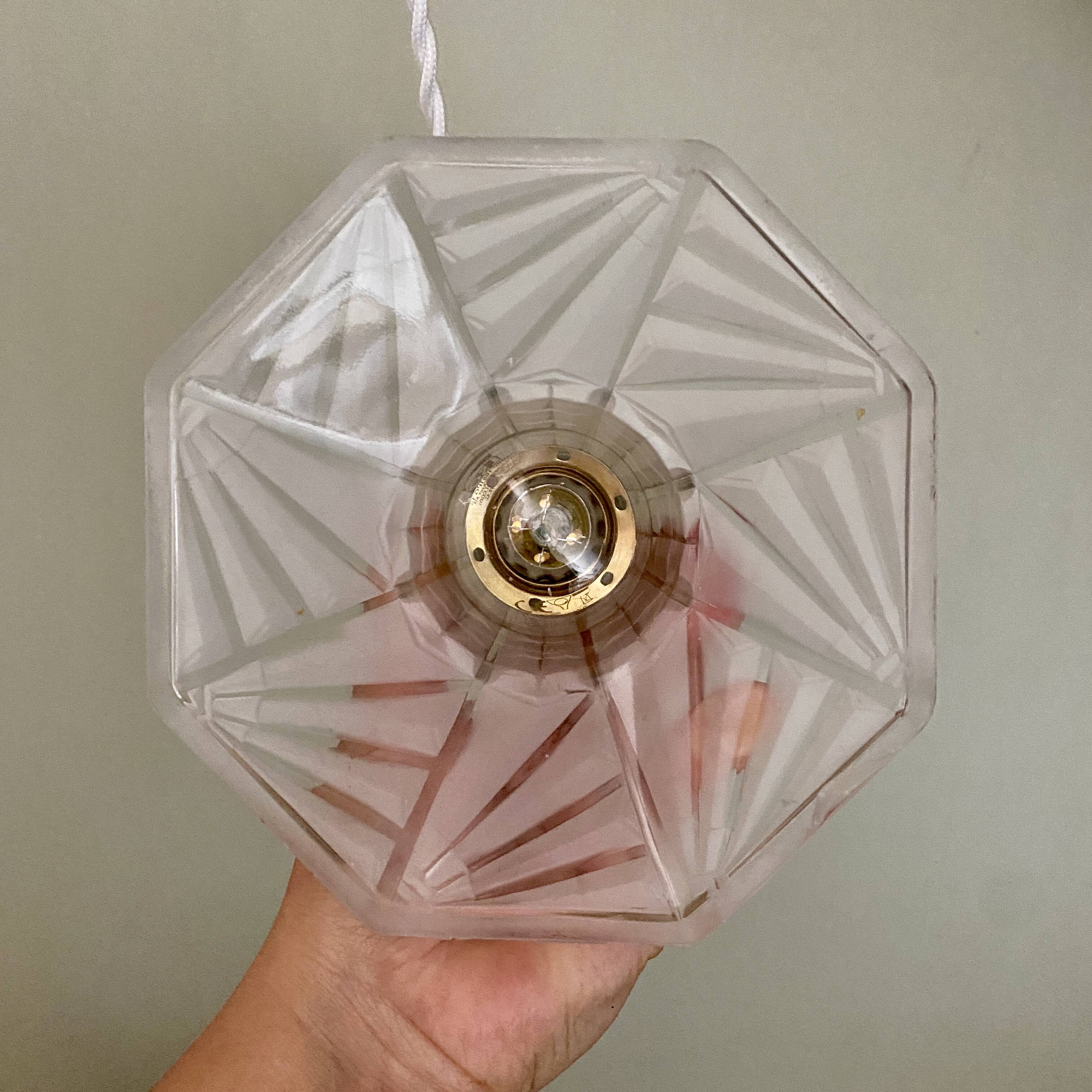 Vintage art deco frosted glass tulip pendant light