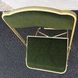 Lot of 4 golden folding chairs green velvet