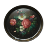 Tray style Bohemian vintage metal 1970, floral handpainted, original Russia.