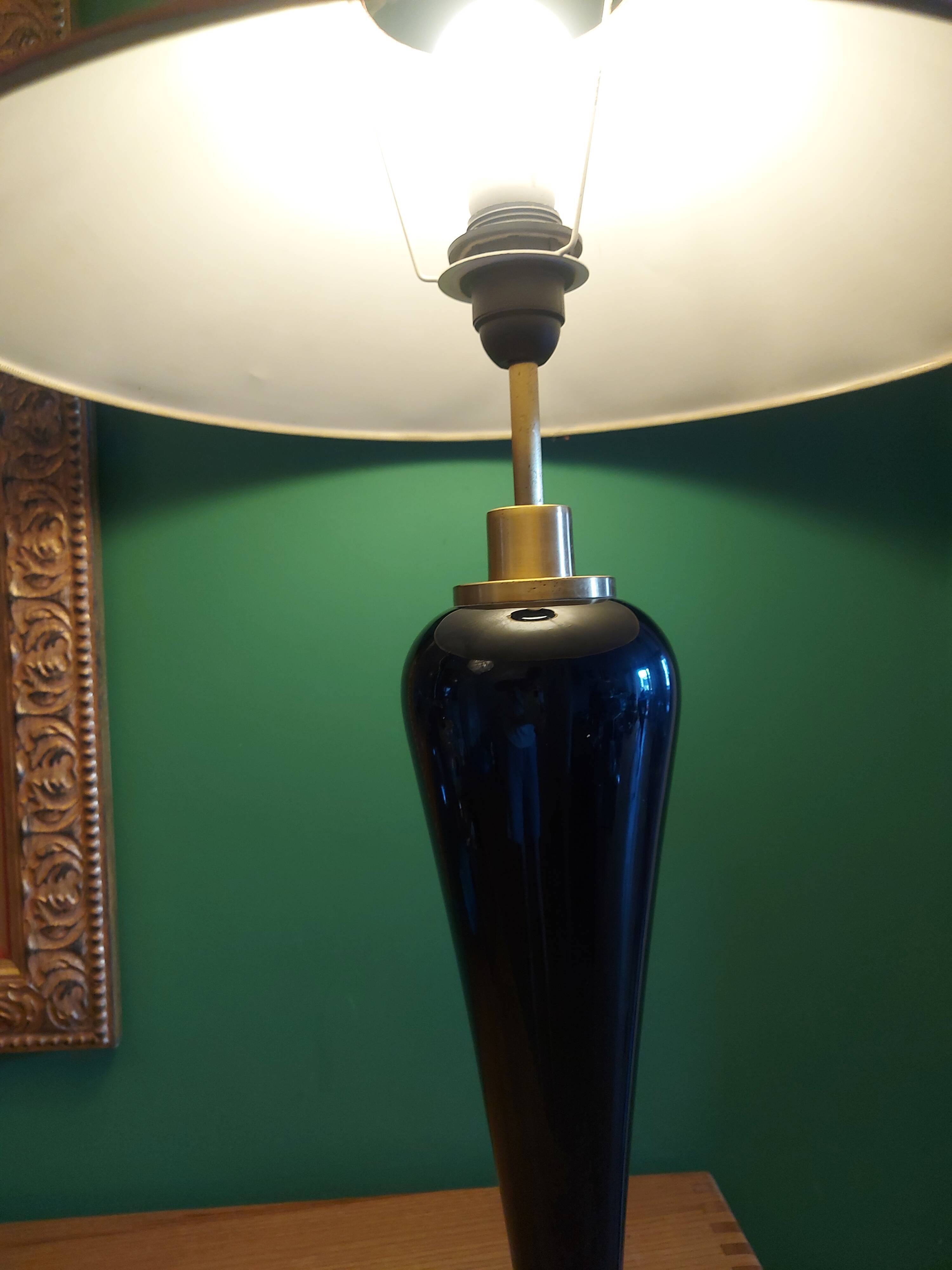 Large cobalt blue ceramic lamp stand