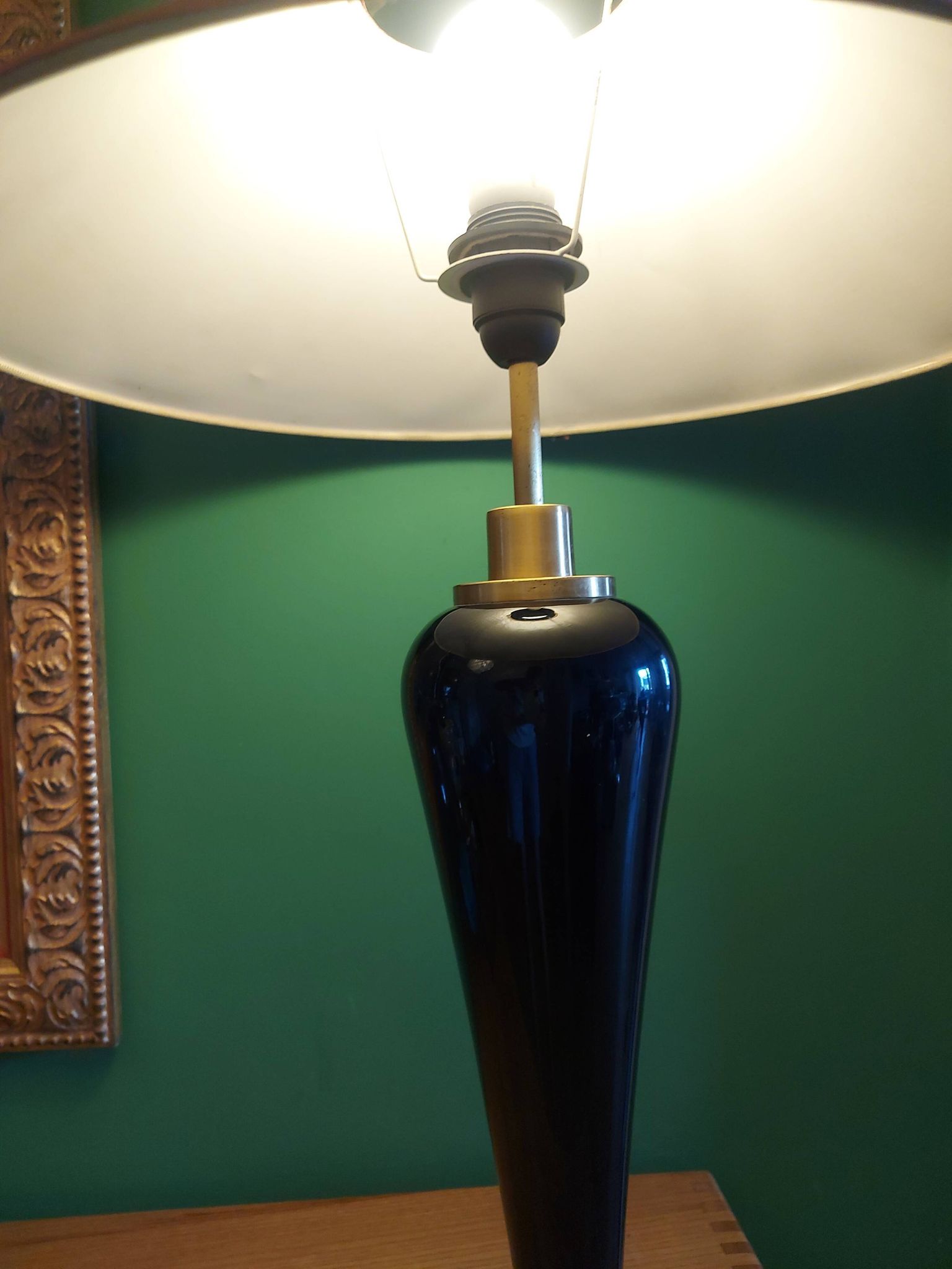 Large cobalt blue ceramic lamp stand