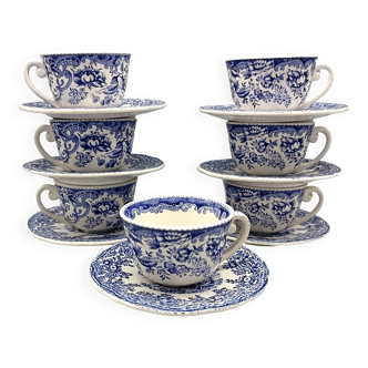 7 vintage coffee cups with saucers, made by kg luneville france