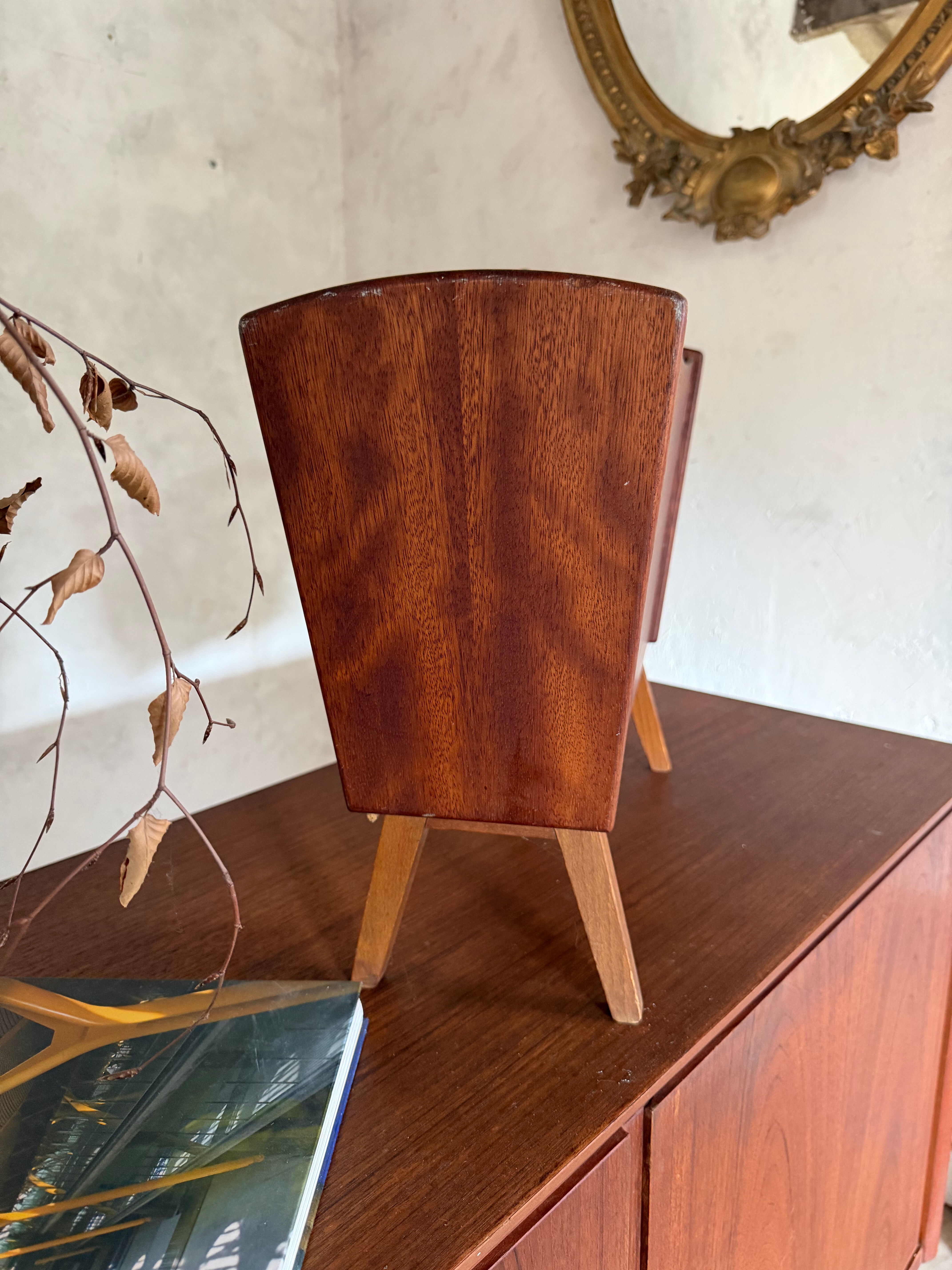 Vintage Scandinavian teak magazine rack