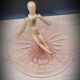 Pie dish or pie cake on foot molded glass pink line