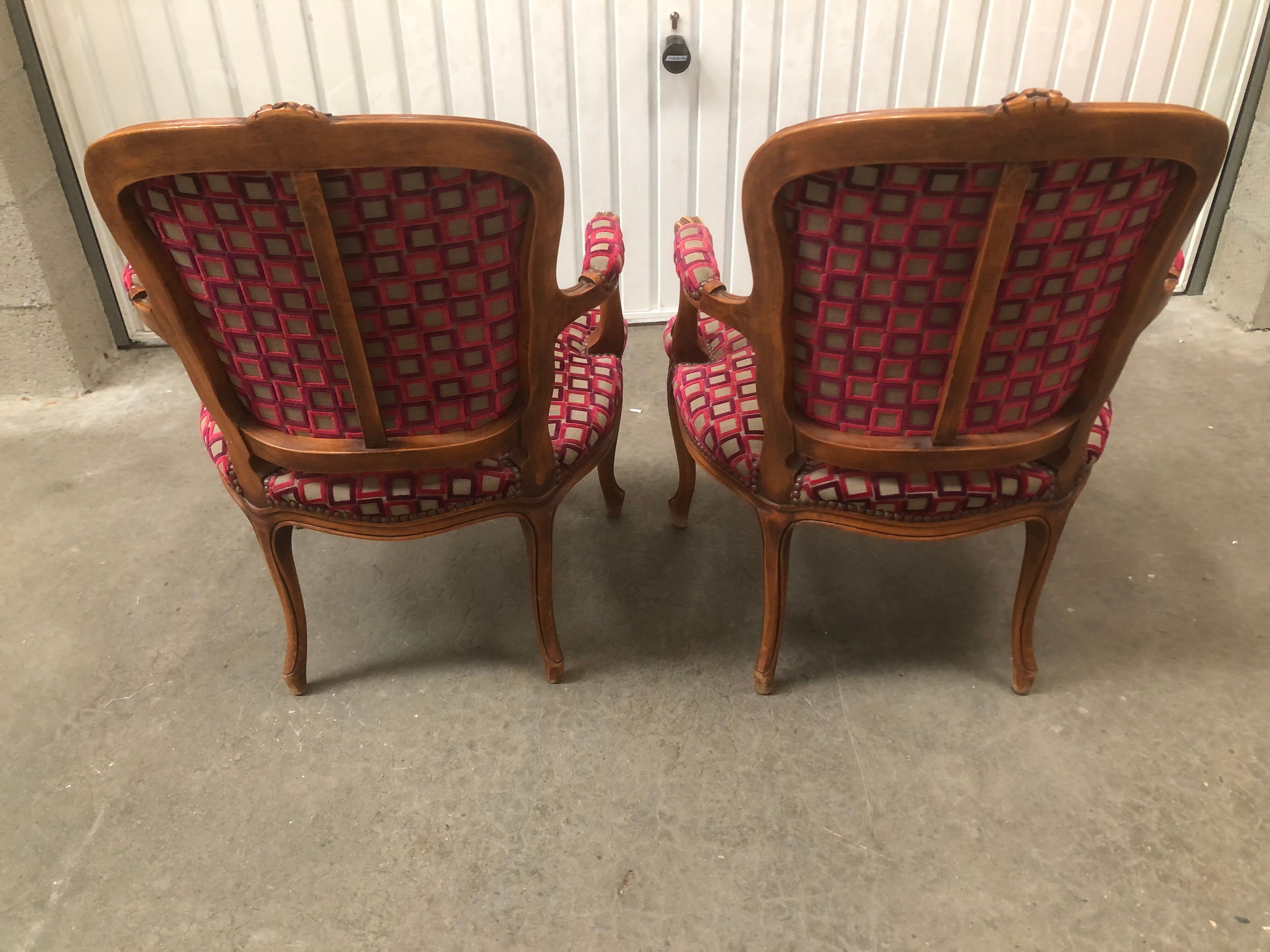 Pair of Louis XV-style armchairs