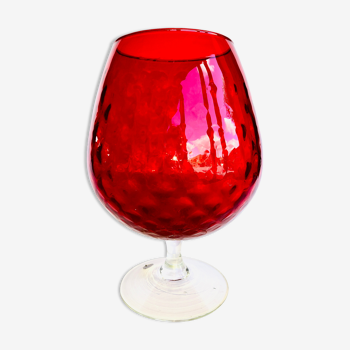 Vase en verre texturé rouge des années 60-70, Italie, Empoli