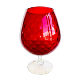 Red textured glass vase from the 60s-70s, Italy, Empoli