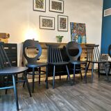 Series of 6 mismatched bistro chairs Baumann and Gizycko