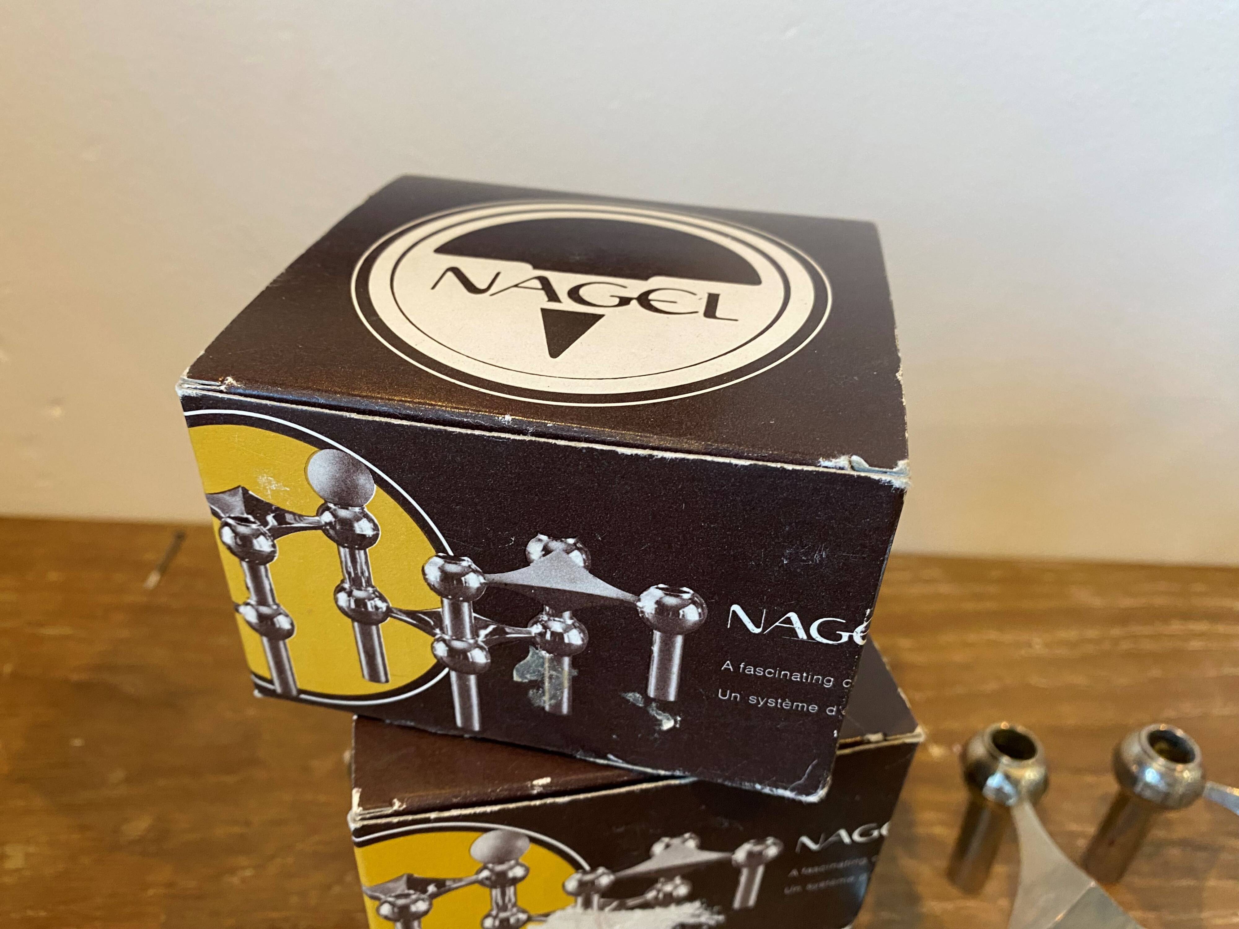 Series of 3 nagel s22 modular candlesticks with their original vintage box 1970