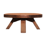 Brutalist Massive Robust Oak Round Coffee Table, 60s