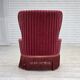 1960s, Danish armchair, original striped red furniture velour.
