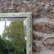 Large antique bevelled mirror in carved solid wood, green lizard – 129 × 75