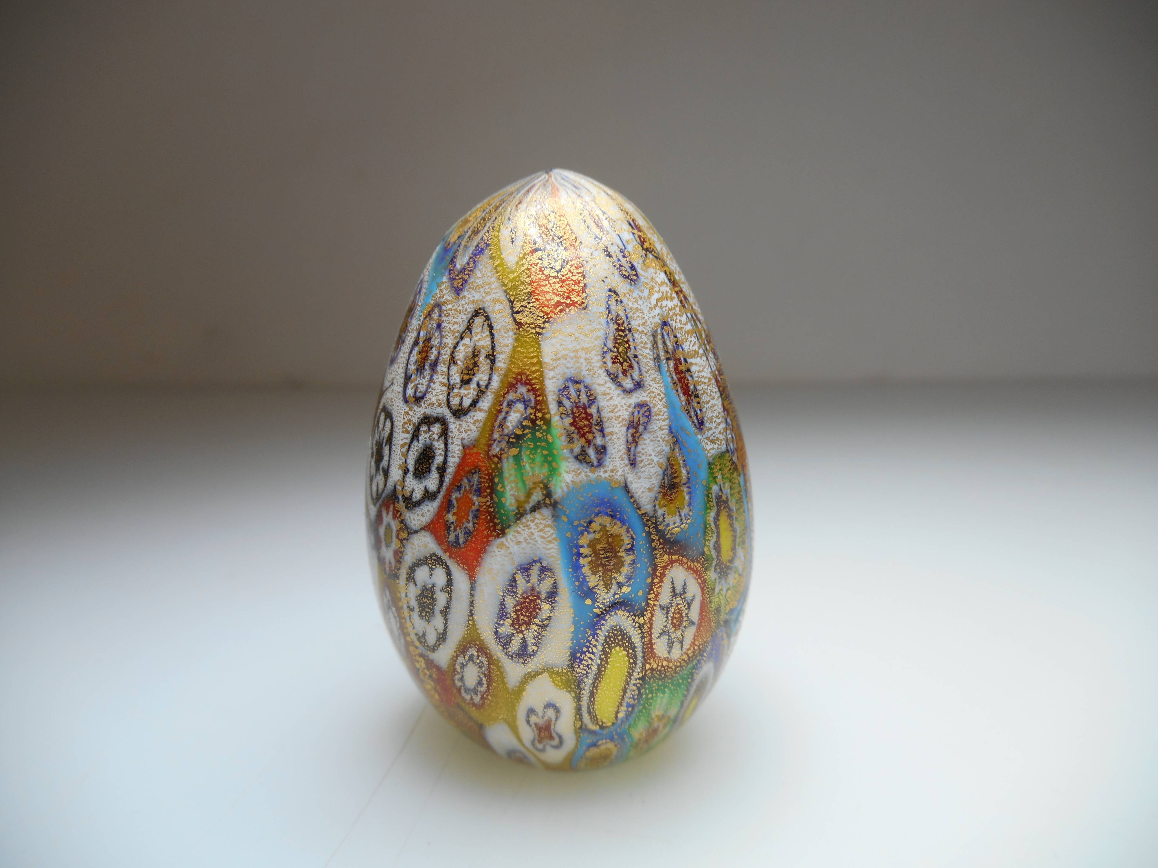 Murano Millefiori egg paper press golden powder