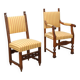 Fauteuils baroques anciens en noyer et tissu, Italie, XVII-XVIII siècle