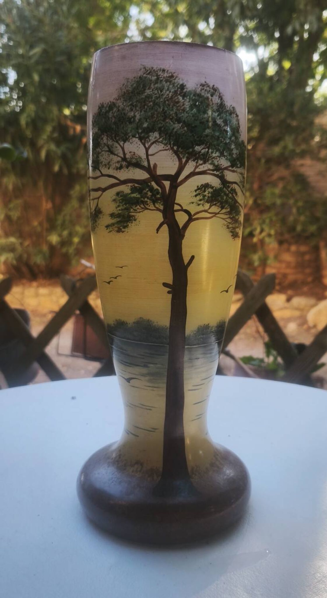 Vase with lake decoration signed Michel