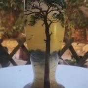 Vase with lake decoration signed Michel