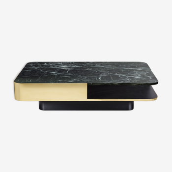 Red Edition brass and green marble lounge table