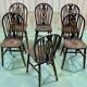 Série de 6 chaises bistrot anglaises en orme années 70
